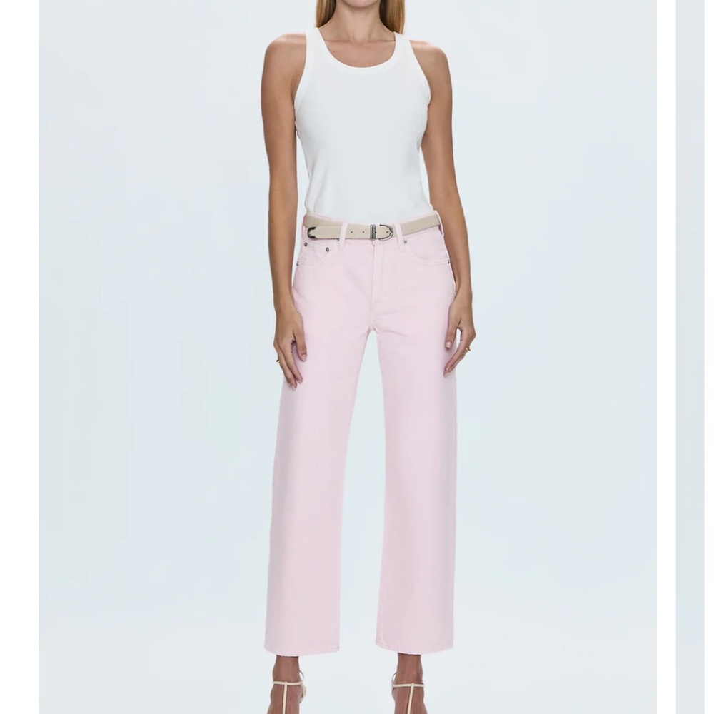 Pistola Lexi mid rise bow straight leg Jean
